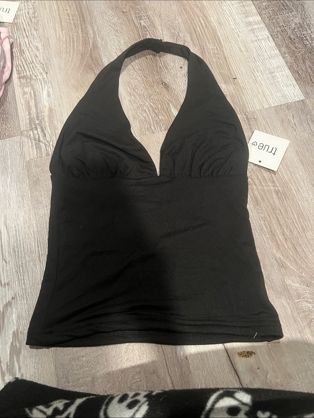 True & Co. Black Halter V-Neck Camisole Top